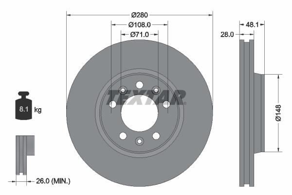 Disc frana TOYOTA PROACE caroserie (MDX_) 1.6 D (MDX9) diesel 90 cai TEXTAR 92156903
