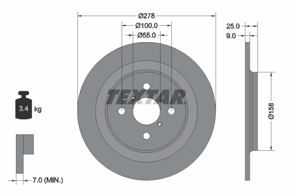 Disc frana TOYOTA YARIS (_P13_) 1.5 Hybrid (NHP130_) benzina/elector 101 cai TEXTAR 92161903