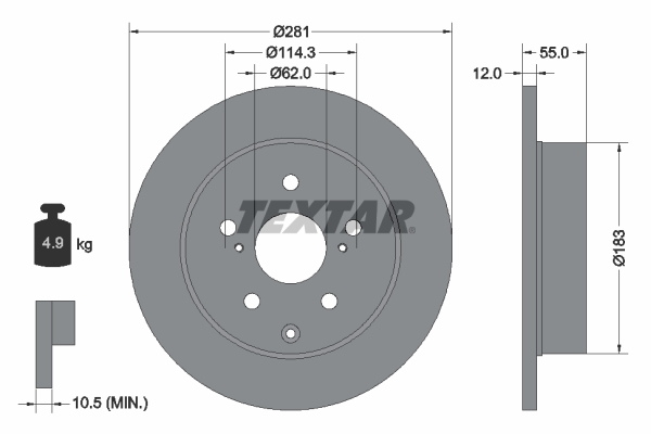 Disc frana TOYOTA RAV 4 III (_A3_) 2.0 4WD (ZSA30_, ZSA30R) benzina 158 cai TEXTAR 92162103