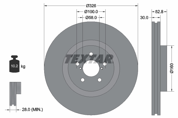 Disc frana TOYOTA GT 86 cupe (ZN6_) 2.0 (ZN6AC_, ZN6BC_, ZN6K) benzina 200 cai TEXTAR 92167900
