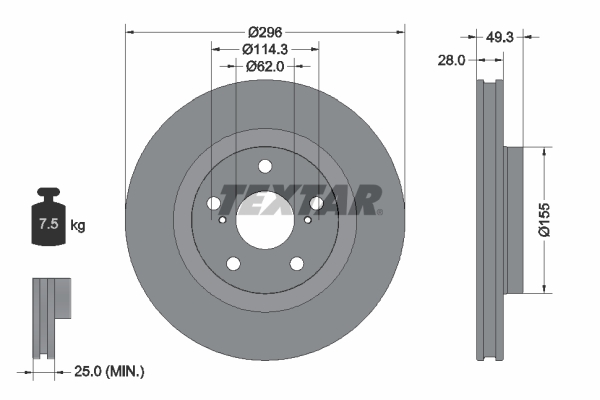 Disc frana TOYOTA RAV 4 III (_A3_) 2.0 (ZSA35_, ZSA35R) benzina 158 cai TEXTAR 92168803