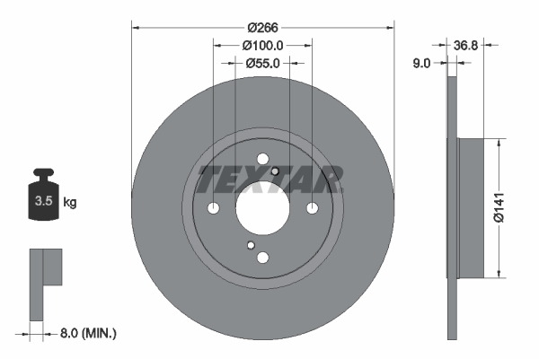 Disc frana TOYOTA COROLLA (_E11_) 2.0 D-4D (CDE110_, CDE110R) diesel 90 cai TEXTAR 92169203