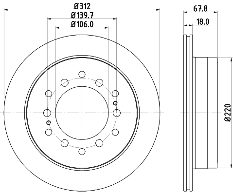 Disc frana TOYOTA LAND CRUISER 90 (_J9_) 3.0 TD (KZJ90_, KZJ95_, KZJ90R, KZJ95R, KZJ90W, KZJ95W) diesel 125 cai HELLA 8DD 355 114-861