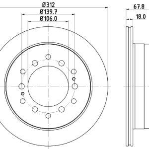 Disc frana TOYOTA LAND CRUISER 80 (_J8_) 4.5 24V (FZJ80_) benzina 205 cai HELLA 8DD 355 114-861