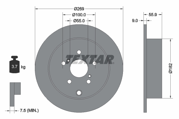 Disc frana TOYOTA PRIUS Liftback (_W2_) 1.5 Hybrid (NHW2_) benzina/elector 113 cai TEXTAR 92170403