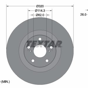 Disc frana TOYOTA AVENSIS limuzina (_T27_) 2.0 D-4D (WWT271_) diesel 143 cai TEXTAR 92195303