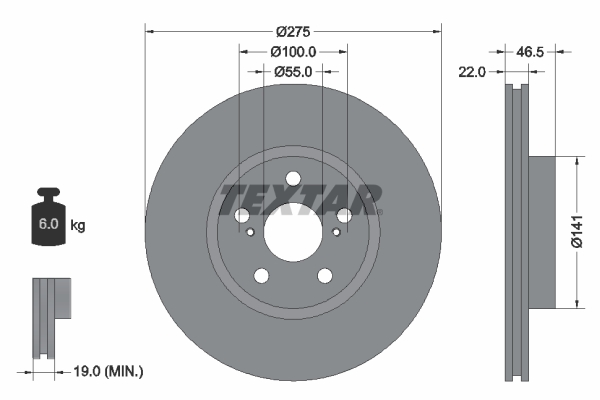 Disc frana TOYOTA URBAN CRUISER (_P1_) 1.33 (NSP110_, NSP110R) benzina 99 cai TEXTAR 92199300