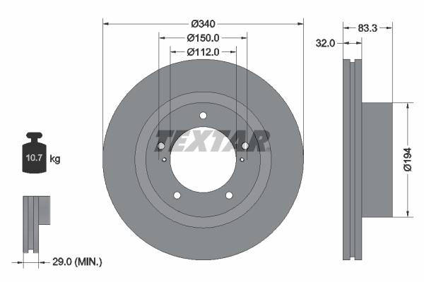 Disc frana TOYOTA LAND CRUISER 200 (_J2_) 4.5 D4-D (VDJ200) diesel 272 cai TEXTAR 92204603