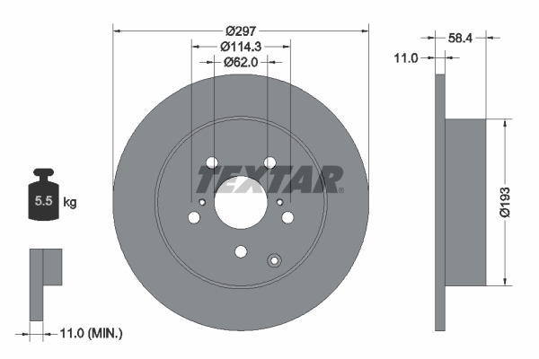 Disc frana TOYOTA VERSO VAN (_R2_) VVTi (ZGR21) benzina 147 cai TEXTAR 92222500