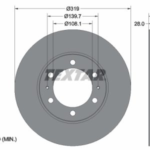 Disc frana TOYOTA HILUX VII pick-up (_N1_, _N2_, _N3_) 2.5 D-4D 4WD (KUN25) diesel 144 cai TEXTAR 92230403