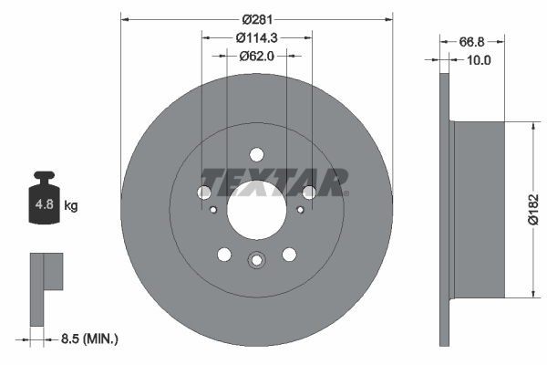 Disc frana TOYOTA CAMRY limuzina (_V4_) 2.4 (ACV40) benzina 158 cai TEXTAR 92257803
