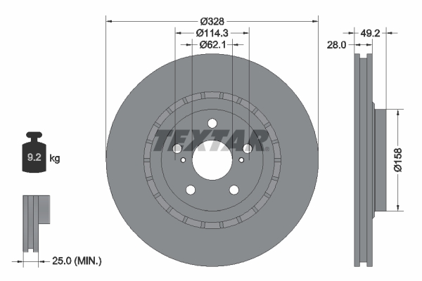 Disc frana TOYOTA RAV 4 IV VAN (_A4_) 2.0 D4d (WWA42) diesel 143 cai TEXTAR 92259403