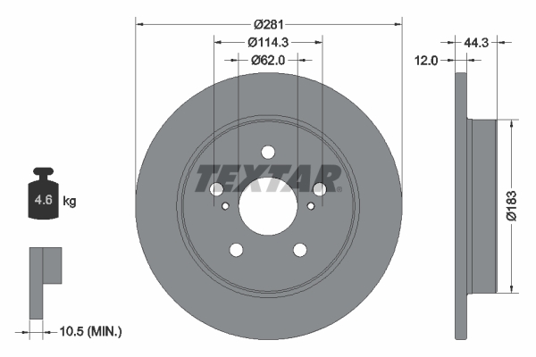 Disc frana TOYOTA COROLLA CROSS (ZVG1_, ZSG1_, MXGH1_, MXGA1_) 2.0 VVTi Hybrid AWD (MXGH15) benzina/elector 196 cai TEXTAR 92301403