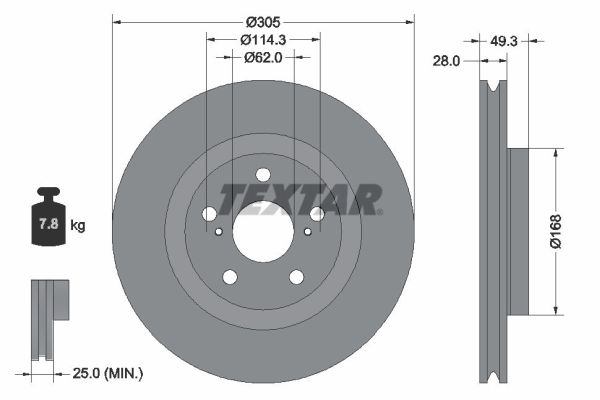 Disc frana TOYOTA RAV 4 V VAN (_A5_, _H5_) 2.5 Hybrid (AXAH52) benzina/elector 218 cai TEXTAR 92304305