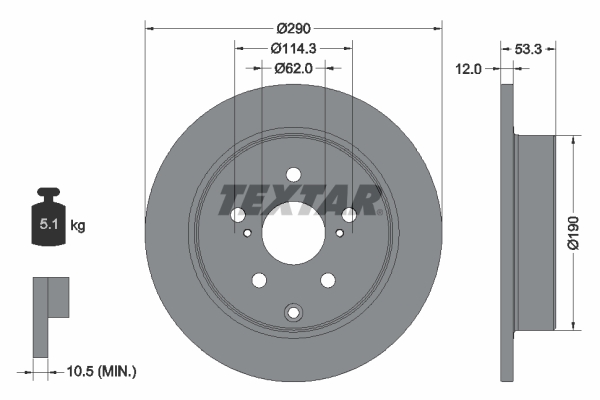 Disc frana TOYOTA PRIUS PLUS VAN (_W4_) 1.8 Hybrid (ZVW40) benzina/elector 136 cai TEXTAR 92314203