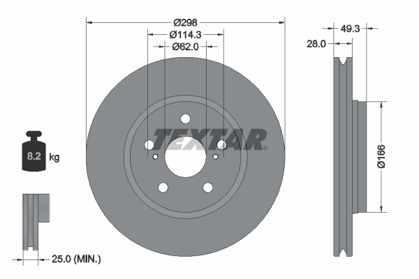 Disc frana TOYOTA C-HR (_X1_) 2.0 Hybrid (MAXH10) benzina/elector 184 cai TEXTAR 92315703