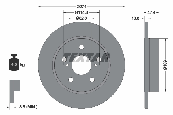 Disc frana TOYOTA COROLLA limuzina (_E21_) 1.8 VVTi Hybrid (ZWE219) benzina/elector 140 cai TEXTAR 92321103