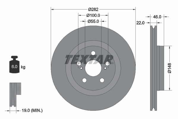 Disc frana TOYOTA YARIS (_P21_, _PA1_, _PH1_) 1.5 Hybrid (MXPH10, MXPH11) benzina/elector 116 cai TEXTAR 92333503