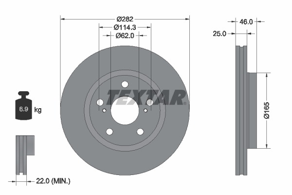 Disc frana TOYOTA YARIS CROSS (MXP_) 1.5 Hybrid (MXPJ10) benzina/elector 116 cai TEXTAR 92341103