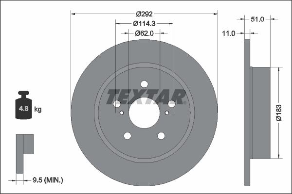 Disc frana TOYOTA C-HR (_X1_) 2.0 Hybrid (MAXH10) benzina/elector 184 cai TEXTAR 92347803