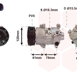 Compresor climatizare TOYOTA AVENSIS (_T25_) 1.8 VVT-i (ZZT251_, ZZT251R) benzina 129 cai VAN WEZEL 5300K581