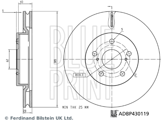 Disc frana TOYOTA C-HR (_X1_) 1.8 Hybrid (ZYX10_, ZYX11_, ZYX10R, ZYX11R) benzina/elector 122 cai BLUE PRINT ADBP430119