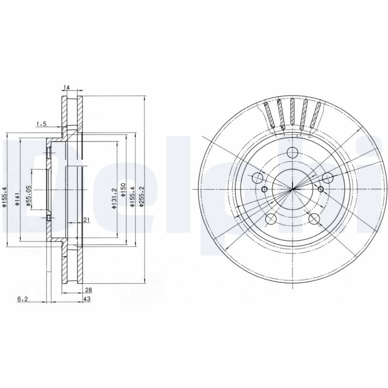 Disc frana TOYOTA CARINA E VI Sportswagon (_T19_) 2.0 D (CT190_, CT190R) diesel 73 cai DELPHI BG3187