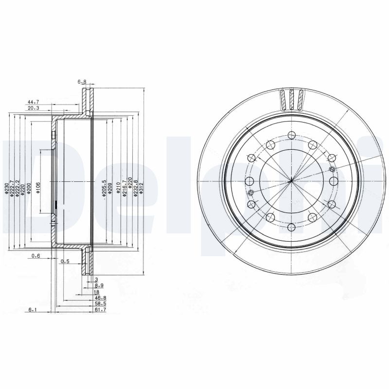 Disc frana TOYOTA LAND CRUISER 90 (_J9_) 3.0 TD (KZJ90_, KZJ95_, KZJ90R, KZJ95R, KZJ90W, KZJ95W) diesel 125 cai DELPHI BG3557
