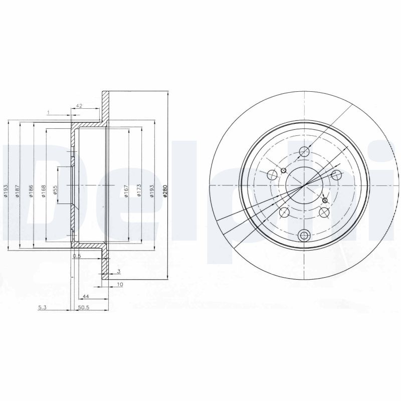 Disc frana TOYOTA AVENSIS limuzina (_T25_) 2.4 VVT-i (AZT251_, AZT251R) benzina 163 cai DELPHI BG3912