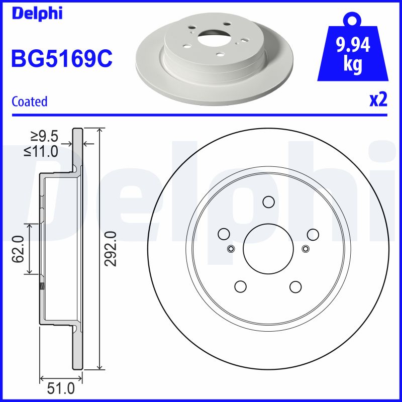 Disc frana TOYOTA C-HR (_X1_) 1.2 4WD (NGX50_, NGX50R) benzina 116 cai DELPHI BG5169C
