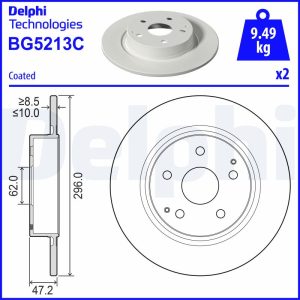 Disc frana TOYOTA YARIS CROSS (MXP_) 1.5 Hybrid benzina/elector 131 cai DELPHI BG5213C