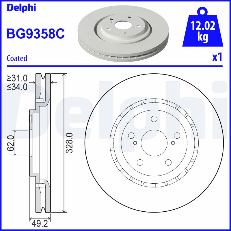Disc frana TOYOTA RAV 4 V (_A5_, _H5_) 2.0 AWD (MXAA54) benzina 175 cai DELPHI BG9358C