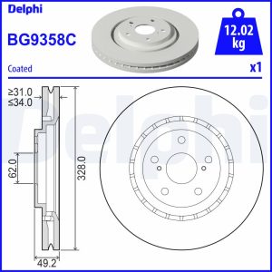 Disc frana TOYOTA RAV 4 V (_A5_, _H5_) 2.0 (MXAA52) benzina 175 cai DELPHI BG9358C