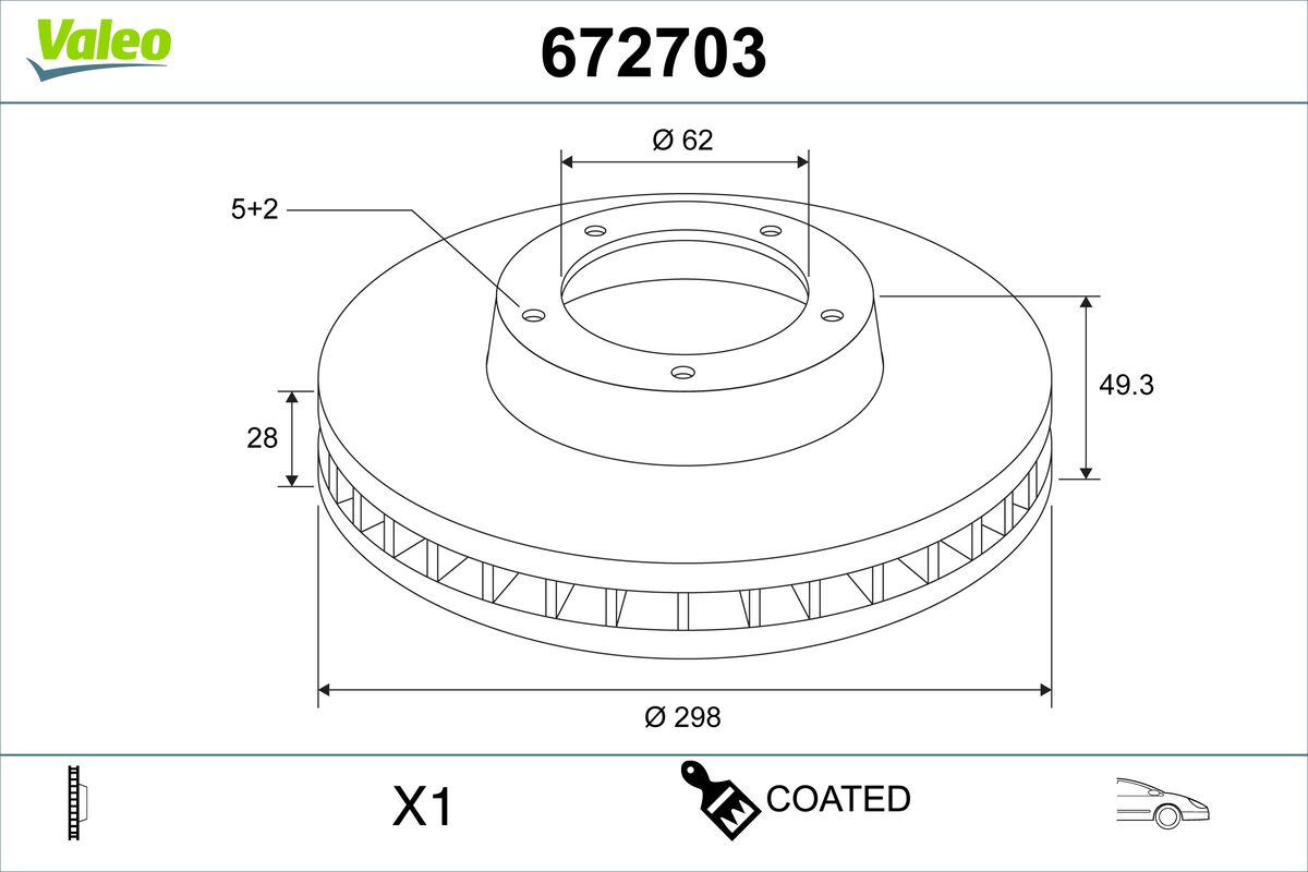 Disc frana TOYOTA COROLLA combi (_E21_) 2.0 Hybrid (MZEH12) benzina/elector 180 cai VALEO 672703