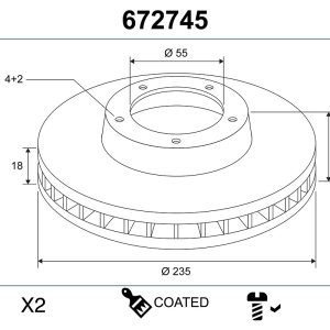 Disc frana TOYOTA YARIS (_P1_) 1.3 (NCP10, SCP12_) benzina 86 cai VALEO 672745