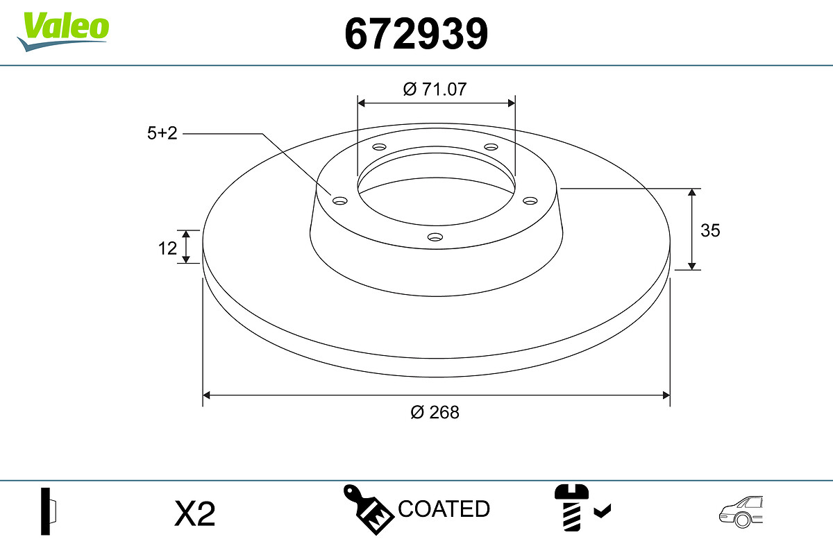 Disc frana TOYOTA PROACE CITY VERSO microbus (BKY_) 1.5 D-4D 130 (BKYM) diesel 131 cai VALEO 672939