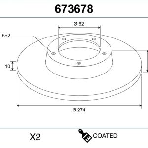 Disc frana TOYOTA COROLLA combi (_E21_) 1.2 (NRE210) benzina 116 cai VALEO 673678