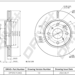 Disc frana TOYOTA AYGO (_B1_) 1.0 (KGB10_, KGB10R) benzina 68 cai DRIVE DP1010.11.0465
