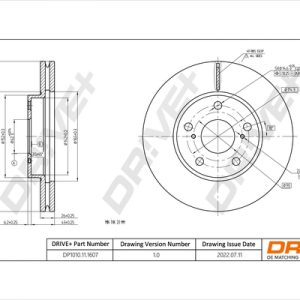 Disc frana TOYOTA AURIS combi (_E18_) 1.6 (ZRE185_) benzina 132 cai DRIVE DP1010.11.1607