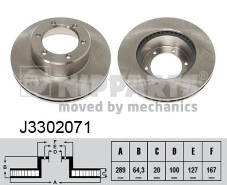 Disc frana TOYOTA HILUX V pick-up (_N8_, _N9_, _N10_, _N11_) 2.4 D 4WD (LN110_, LN110R) diesel 79 cai NIPPARTS J3302071