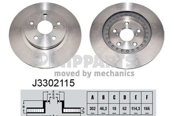 Disc frana TOYOTA RAV 4 I (_A1_) 2.0 4WD (SXA10, SXA11) benzina 128 cai NIPPARTS J3302115