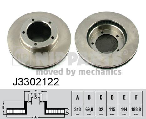 Disc frana TOYOTA LAND CRUISER 100 (_J1_) 4.2 TD (HDJ100_, HDJ100) diesel 204 cai NIPPARTS J3302122