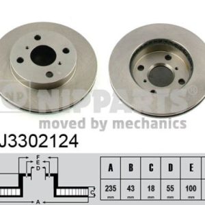 Disc frana TOYOTA YARIS (_P1_) 1.5 (NCP13_, NCP13R) benzina 105 cai NIPPARTS J3302124