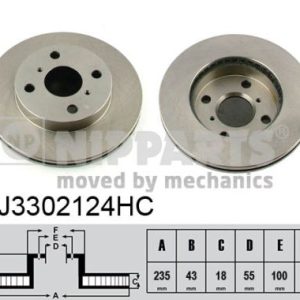 Disc frana TOYOTA YARIS (_P1_) 1.3 (SCP12_, SCP13_, SCP12R, SCP13R) benzina 87 cai NIPPARTS J3302124HC