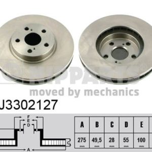 Disc frana TOYOTA AVENSIS Liftback (_T22_) 2.0 VVT-i (AZT220_, AZT220R) benzina 150 cai NIPPARTS J3302127