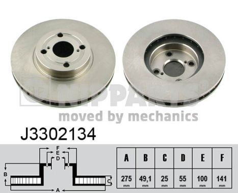 Disc frana TOYOTA COROLLA (_E12_) 1.8 VVTL-i TS (ZZE123) benzina 192 cai NIPPARTS J3302134