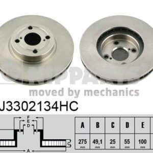 Disc frana TOYOTA COROLLA (_E12_) 1.8 VVTL-i TS (ZZE123) benzina 192 cai NIPPARTS J3302134HC