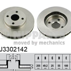 Disc frana TOYOTA COROLLA (_E12_) 1.6 VVT-i (ZZE121_, ZZE121R) benzina 110 cai NIPPARTS J3302142