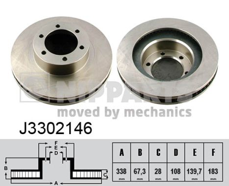 Disc frana TOYOTA LAND CRUISER PRADO (_J12_) 3.0 D (LJ120, LJ125) diesel 95 cai NIPPARTS J3302146