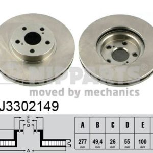 Disc frana TOYOTA AVENSIS limuzina (_T25_) 2.4 VVT-i (AZT251_, AZT251R) benzina 170 cai NIPPARTS J3302149